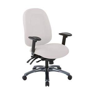 Office Star 8500 Series Multi-Function High Back Executive Ergonomic Office Chair with Seat Slider and Titanium Finish Base, Dillon Snow Fabric, High-Back