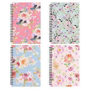 Spiral Notebooks 6 × 8 Inch, 4 Pack College Ruled Journals Cute Notebooks for Women, Hardcover Floral Notebooks School Supplies, Inner Pocket, 320 Sheets/640 Pages, A5 Size