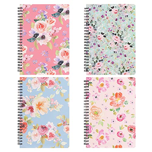 Spiral Notebooks 6 × 8 Inch, 4 Pack College Ruled Journals Cute Notebooks for Women, Hardcover Floral Notebooks School Supplies, Inner Pocket, 320 Sheets/640 Pages, A5 Size | The Storepaperoomates Retail Market - Fast Affordable Shopping