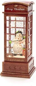 Konstsmide LED Snow Globe Snowman in Telephone Box, Filled Water Spinner/Indoor/5 Hour Timer/Battery : 3xC 1.5V (excl.)/Christmas Lantern 1 Warm White Diode, Red [Energy Class A]