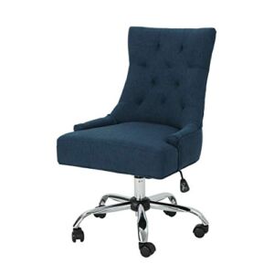 Christopher Knight Home Bagnold Desk Chair, Navy Blue + Chrome