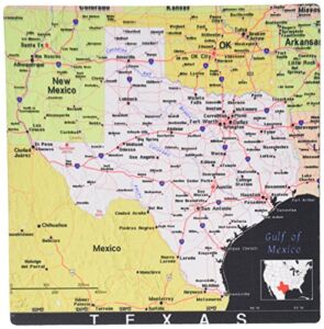 3dRose LLC 8 x 8 x 0.25 Inches Mouse Pad, Image of Texas Map with Cities and Roads in Exotic Color – (mp_174524_1)