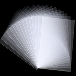 100 Pcs Clear Document Folder Project Pocket for US Letter / A4 Size – Transparent L-Type Plastic Folder