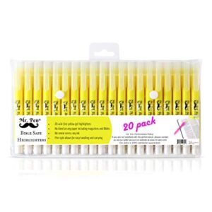Mr. Pen- Gel Highlighters, Bible Highlighter, Pack of 20, No Bleed Highlighter, Yellow Highlighters, Dry Highlighter, Bible Study Highlighter, Bible Journaling Supplies, Christmas Gifts