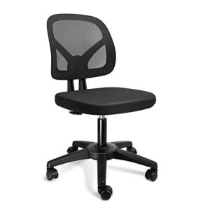 KOLLIEE Armless Office Chair Mesh Ergonomic Small Desk Chair Armless Adjustable Swivel Black Computer Task Chair No Armrest Mid Back Home Office Chair for Small Spaces