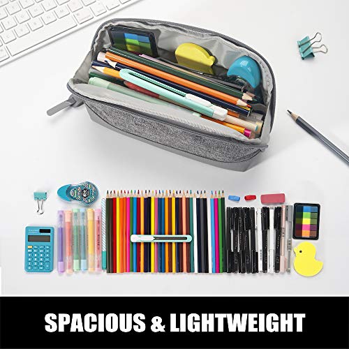 Sooez Wide-Opening Pencil Pen Case, Lightweight & Spacious Pencil Bag Pouch Box Organizer, Aesthetic Supply with Triangular Design for Adults, Grey | The Storepaperoomates Retail Market - Fast Affordable Shopping