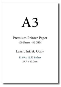 A3 Premium Printer Paper – 11.69 x 16.53 inches – International Size (100 Sheets)