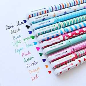 Cute Color Pens for Women Toshine Colorful Gel Ink Pens Multi Colored Pens for Bullet Journal Writing Roller Ball Fine Point Pens for Kids Girls Children Students Teens Gifts 10 Pcs (0.5 mm)