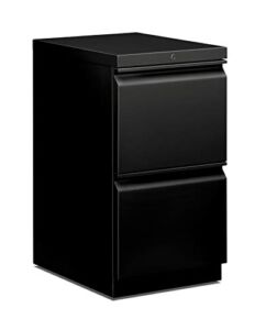 HON Mobile Pedestal File, Storage Pedestal with 2 File Drawers, 15″D, Black (HBMP2F)