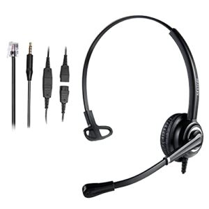 MAIRDI Telephone Headset with RJ9 Jack & 3.5mm Connector for Landline Deskphone Cell Phone PC Laptop, Office Headset for Cisco IP Phone Call Center Office, Work for Cisco 7941 7965 6941 7861 8811