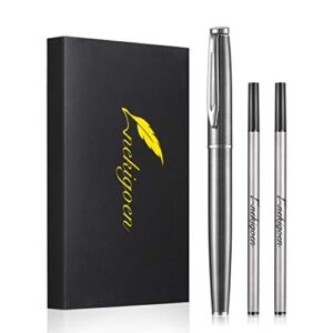 nekigoen Rollerball Pen Fine Point Gel Black Ink Smooth Writing,Luxury Rollerball Pen with Chrome Finish Fancy Pen Gift Set for Executive Business Office School,Professional,Executive Pen G3 (Silver)