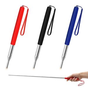 Alcoon 3 Pack Telescopic Teachers Pointer Retractable Handheld Presenter Extendable Classroom Whiteboard Pointer with Lanyard for Teachers, Coach, Presenter, Extends to 39 Inch (Black, Red, Blue)