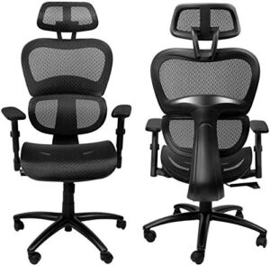 Ergonomic Office Chair Lumbar Support High Back Mesh Chairs with Adjustable 3D Armrest and Headrest Backrest, Rolling Swivel Computer Chair for Home