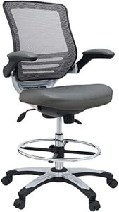 Modway EEI-211 Edge Drafting Chair – Reception Desk Chair – Flip-Up Arm Drafting Chair in Gray
