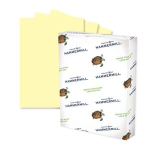 Hammermill Colored Paper, 20 lb Canary Printer Paper, 8.5 x 11-1 Ream (500 Sheets) – Made in the USA, Pastel Paper, 103341R, 1 Ream | 500 Sheets, Letter (8.5×11)