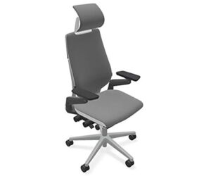 Steelcase Gesture Office Desk Task Chair with Headrest Cogent Connect Graphite Fabric Platinum Light Frame (Light/Light)