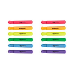 Amazon Basics Tank Style Highlighters – Chisel Tip, Assorted Colors, 12-Pack