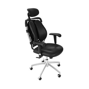 CangLong Executive Office Desk High-Back Adjustable Headrest Swivel Mesh Computer Chair with Lumbar Support Armrest, Black