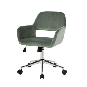 Geniqua Cactus Green Velvet Office Chair Swivel Task Chair Adjustable Mid Height Casters Rolling Computer Chair Modern for Home Office