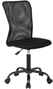 Ergonomic Office Chair Executive Mid Back Mesh Desk Chair Armless Rolling Swivel Chair Height Adjustable Drafting Chair Support for Home Office Computer Study Task Gaming-Black