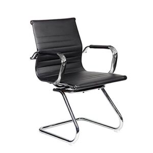 Techni Mobili Modern Office Chair, Technical Visitor Chair with Fixed Padded Armrest, Black