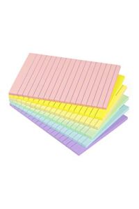 Lined Sticky Notes 4X6 in Pastel Ruled Post Stickies Colorful Super Sticking Power Memo Pads Its Strong Adhesive, 6 Pads/Pack, 45 Sheets/pad