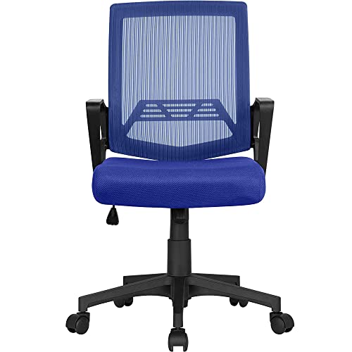 Yaheetech Office Desk Chair Executive Task Swivel Chair Modern Adjustable Chair Mesh Students Chair with Rolling Wheels, Lumbar Support, Armrests for Women Adults, Blue | The Storepaperoomates Retail Market - Fast Affordable Shopping
