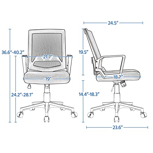 Yaheetech Office Desk Chair Executive Task Swivel Chair Modern Adjustable Chair Mesh Students Chair with Rolling Wheels, Lumbar Support, Armrests for Women Adults, Blue | The Storepaperoomates Retail Market - Fast Affordable Shopping