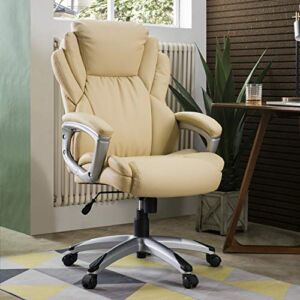 XIZZI Office Chair,Computer Chair, Adjustable Swivel Desk Chair,High Back Office Chair with Wheels and Arms (Beige)