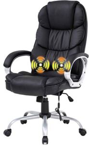 Home Office Chair Ergonomic Computer Task Desk Chair, Massage Function Lumbar Support Soft Comfort with Armrest High Back PU Leather Chair Adjustable Rolling Swivel, Nice Chic Best Home Office Chair