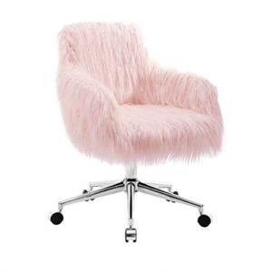 Linon Fiona Chrome Base Office Chair, 23.5″W x 22″D x 31-35″H