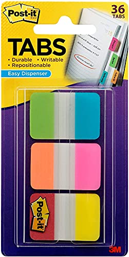 Post-it Tabs, 1 in Solid, Aqua, Yellow, Pink, Red, Green, Orange, 6/Color, 36/Dispenser (686-ALOPRYT) | The Storepaperoomates Retail Market - Fast Affordable Shopping