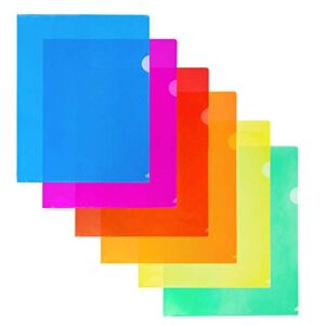 Dunwell Clear Colored Plastic Folders – (12 Pack, Assorted 6 Colors), Clear Project Folders Letter Size 8.5×11, Colored Project Sleeves, Clear File Folder, Transparent Plastic Folder for Documents