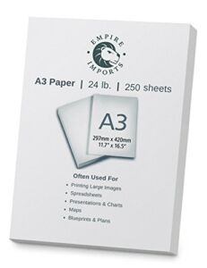 Empire Imports 24 lb. A3 Size Multi-Purpose Paper, Ream, 250 Sheets, White (A324R)