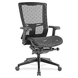 Lorell Checkerboard Design High-Back Mesh Chair, Black