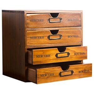 Primo Supply Home Office Desk Organizer with 4 Storage Drawers – Wooden Storage Box – Rustic Dresser – Vintage Desk Organizers and Accessories – School Supplies & Office Supplies Drawer Organizer Box