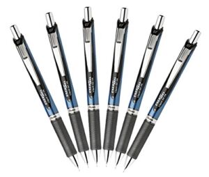Pentel EnerGel Deluxe RTX Retractable Liquid Gel Pen, 0.7mm Medium Line, Needle Tip, Black, Pack of 6