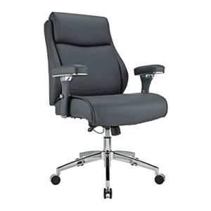 Realspace® Modern Comfort Keera Bonded Leather Mid-Back Manager’s Chair, Gray/Chrome
