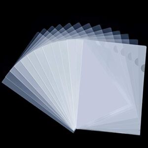 WOT I 48PCS Plastic Clear Document Folders – L-Type Folders Copy Safe Project Pockets, for A4/ Letter Size Sheets, Transparent Color
