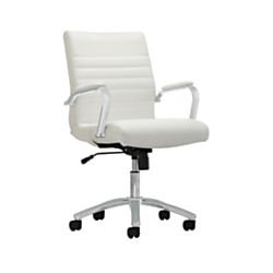 Realspace – Chair – Winsley Leather Mid-Back Chair – Leather, Steel – 9/16″ h x 23-13/16″ w x 26-3/8″ d – White
