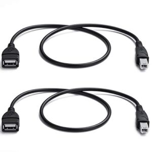 2 Pack USB 2.0 Cable A Female to USB B Male Cable for Printer Extender Connection Cables USB_A/F-USB_B/M Adapter (USB_A-USB_B Cables Black)