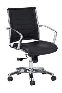 Eurotech Seating Europa Leather Mid Back Chair, Black