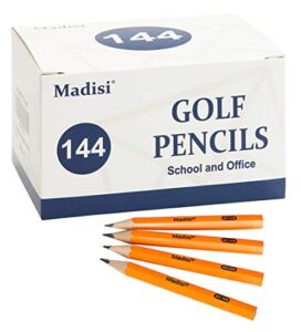 Madisi Golf Pencils, 2 HB Half Pencils, 3.5″ Mini Pencils, Pre-Sharpened, 144 Count