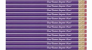 Personalized Pencils Round Custom Imprinted with your Name – Text – Logo – Message- 12 pkg FREE PERSONALIZATION Express Pencils Great Gift Idea (Violet)