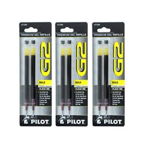 Pilot G2 Gel Ink Pen Refills Black 1.0 mm, 2ct/pk, 3 Packs