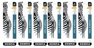 Zebra G-301 Stainless Steel Pen JK-Refill, Medium Point, 0.7mm, Black Ink, 2-Count (6 Pack)