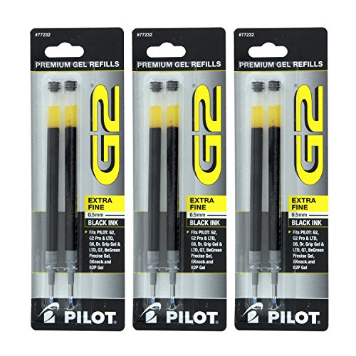 Pilot G2, Dr. Grip Gel/Ltd, ExecuGel G6, Q7 Rollerball Gel Ink Pen Refills, 0.5mm, Extra Fine Point, Black Ink, Pack of 6 | The Storepaperoomates Retail Market - Fast Affordable Shopping