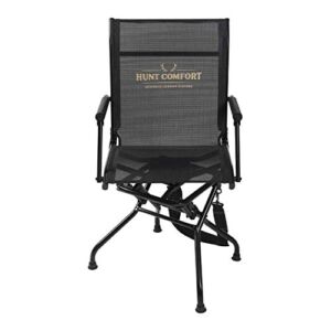 Hunt Comfort Multi Position Mesh Lite 360 Degree Swivel, Convertible 2-Way Use, Carrying Strap Included Hunting Chair, Black