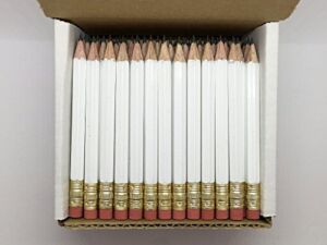 Half Pencils with Eraser – Golf, Classroom, Pew, Short, Mini, Non Toxic- Hexagon, Sharpened, 2 Pencil, Color – White, Box of 72, Pocket PencilsTM