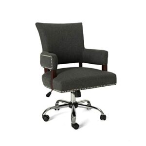 May Traditional Home Office Chair, Dark Gray and Chrome
